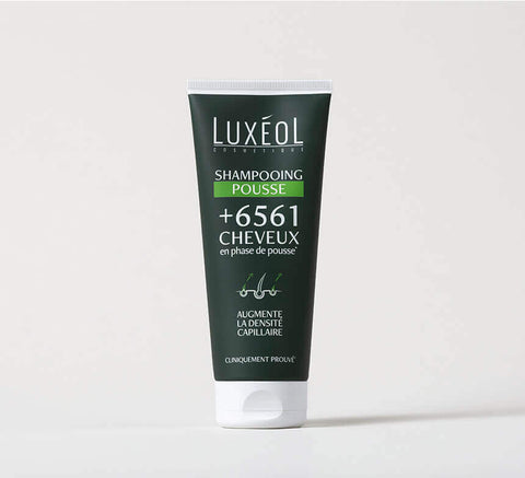 Luxéol Hair Density Shampoo tube on white background.