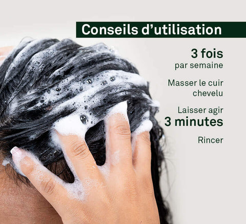 How to use – lather and massage; 3 times weekly, leave 3 minutes.