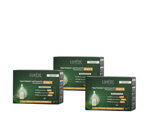 Luxeol hair treatment vials - clinically proven 3-in-1 protocol with 7318 hairs saved, 9810 hairs in growth phase, 46% strength increase