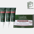 Luxeol hair loss treatment products with packaging on a white background