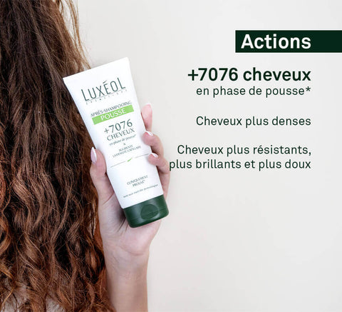 Conditioner held near hair – +7076 growing hairs.