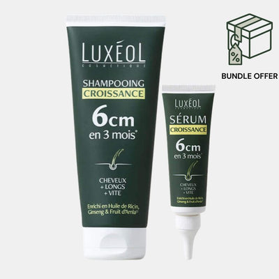 Hair growth shampoo and serum on white background its main image